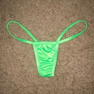 Neon green v-string stripper thong